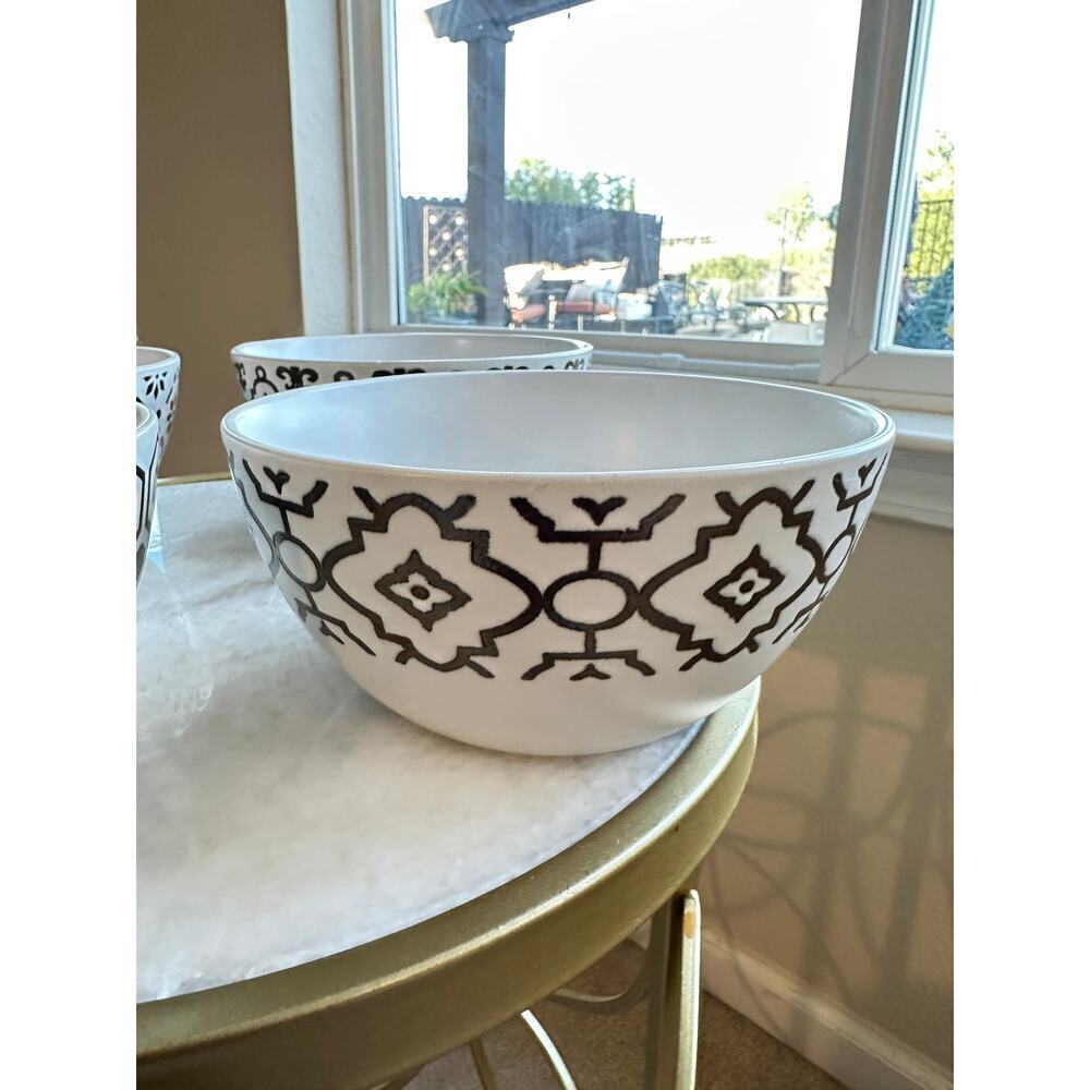Set of 4 Mikasa “Celebration” Stoneware Bowls – Bronze Metallic Pattern, Assortd - Picture 4 of 7
